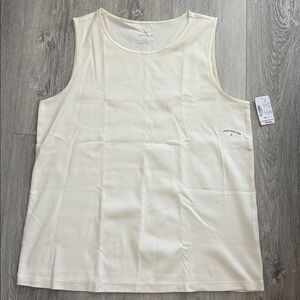 NWT CJBanks Ivory Satin Trim Sleeveless Top 100% Cotton Size X
